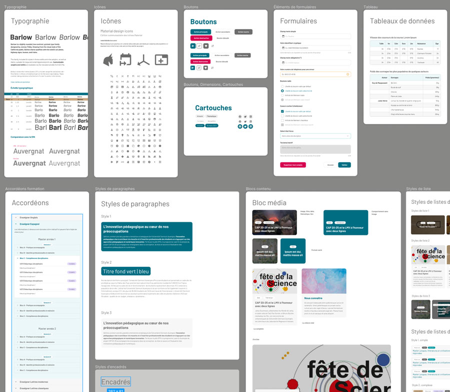 Aper?u du design system de l'UCA